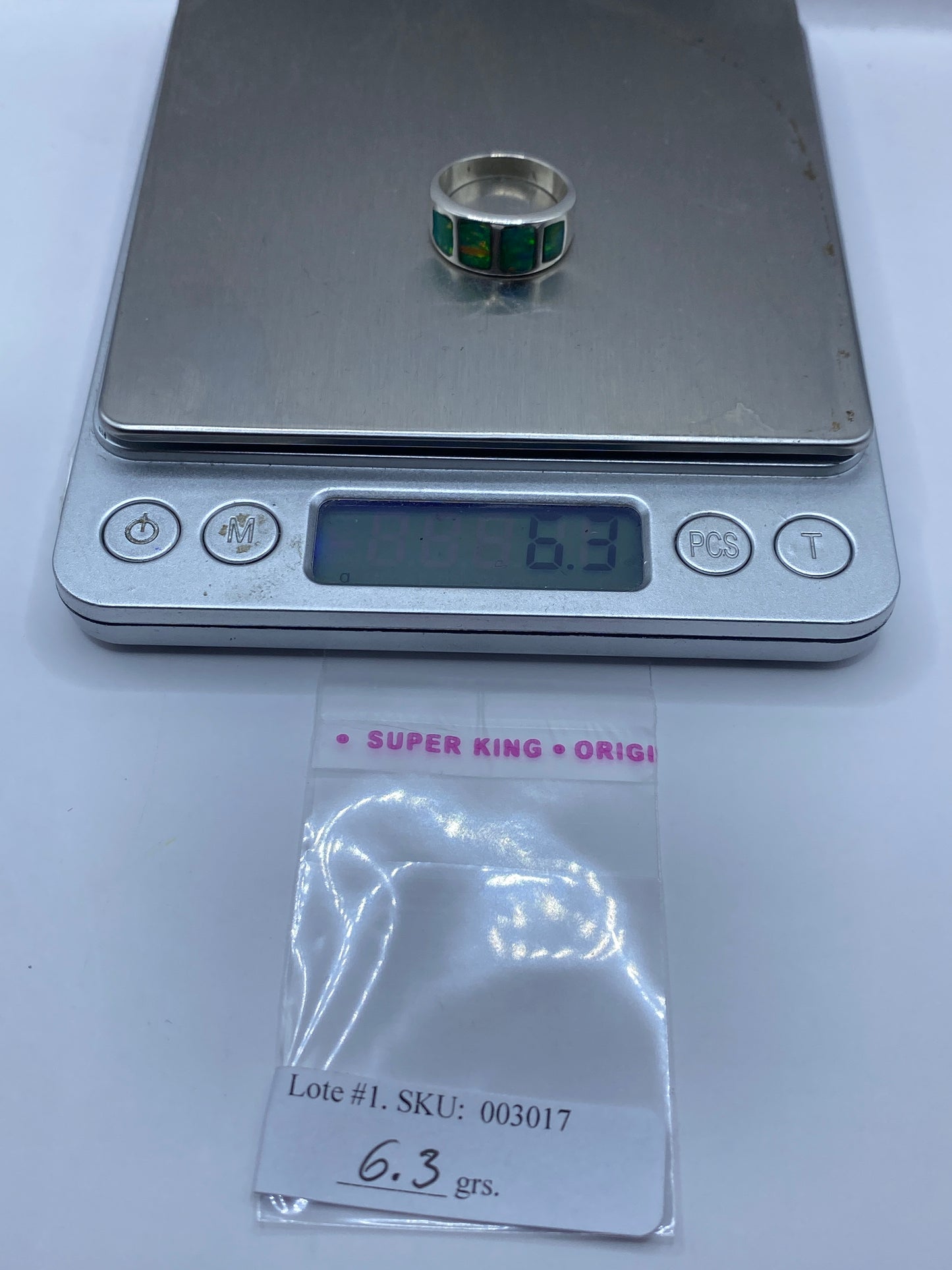 Anillo de Plata con Ópalo de Fuego Verde — Minimalista Taxco — foto 6