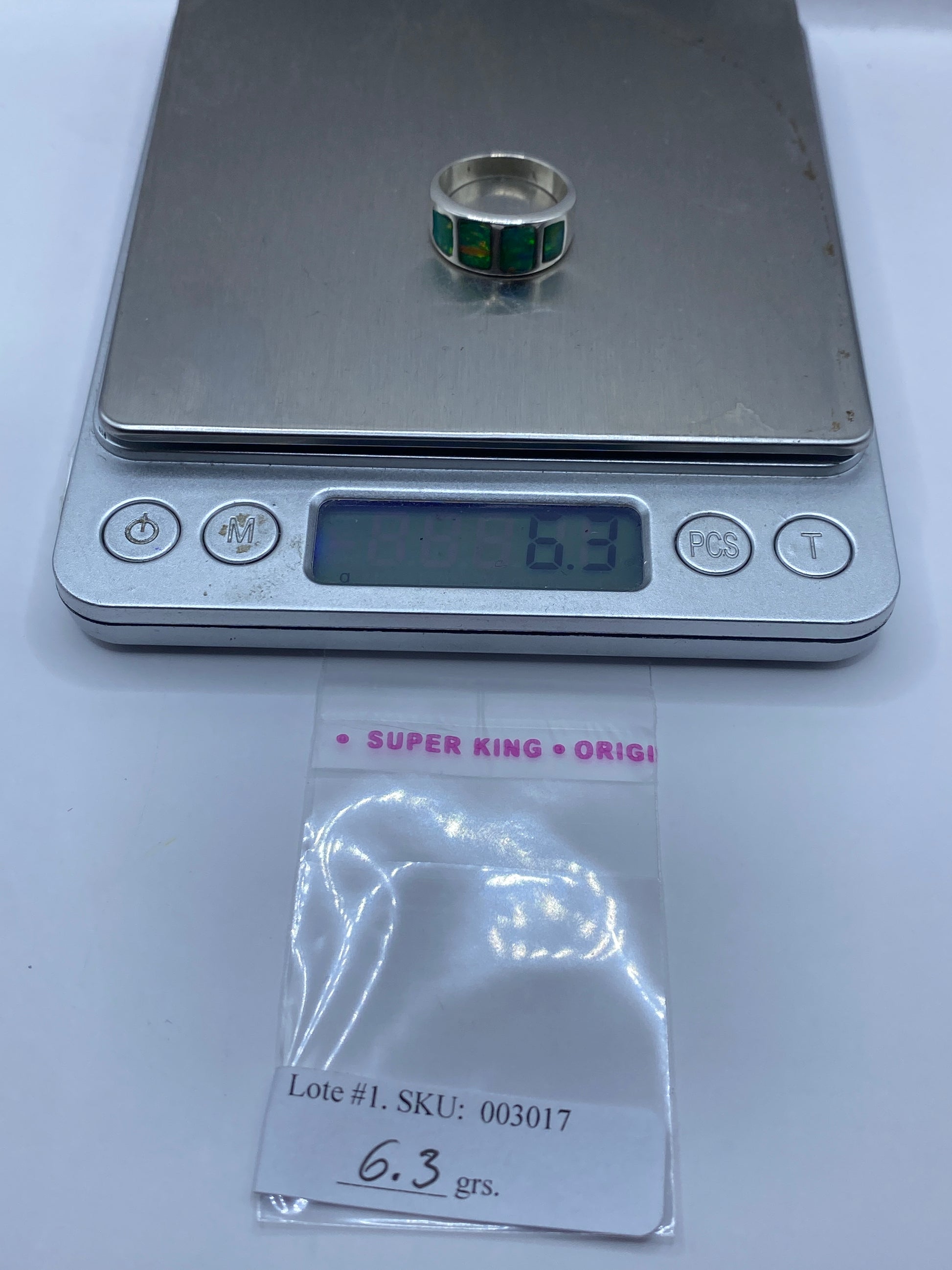 Anillo de Plata con Ópalo de Fuego Verde — Minimalista Taxco — foto 6