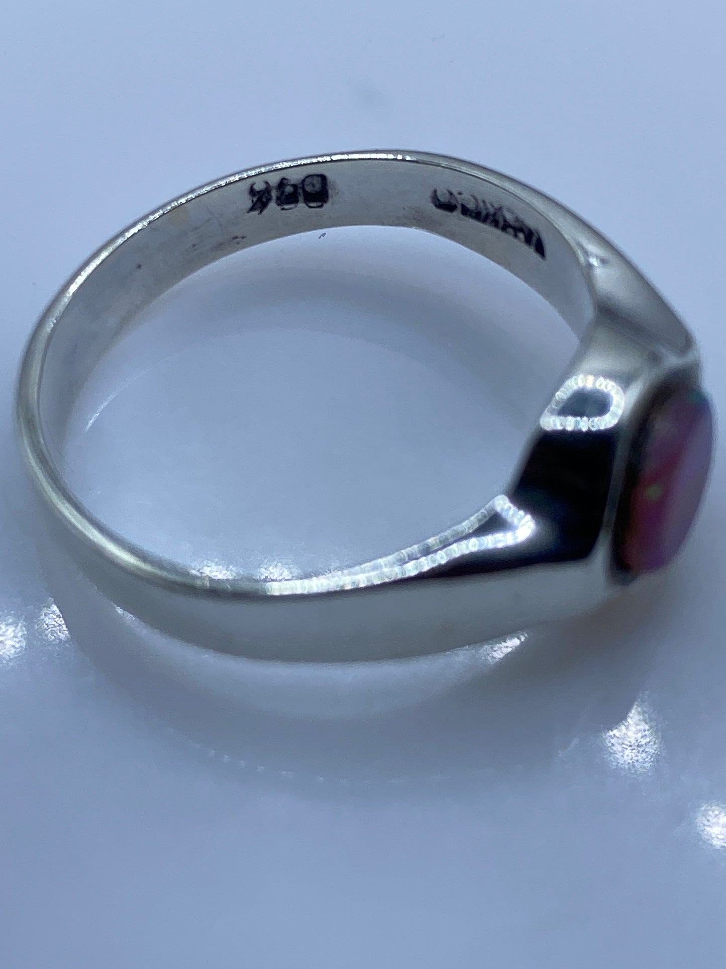 Anillo Plata .950 Ópalo de Fuego Rosa — Diseño Moderno — foto 5