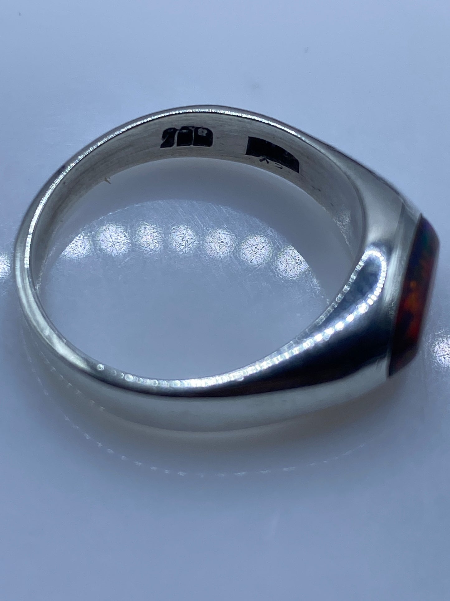 Anillo Solitario Ópalo de Fuego Multicolor — Plata .950 Taxco — foto 5