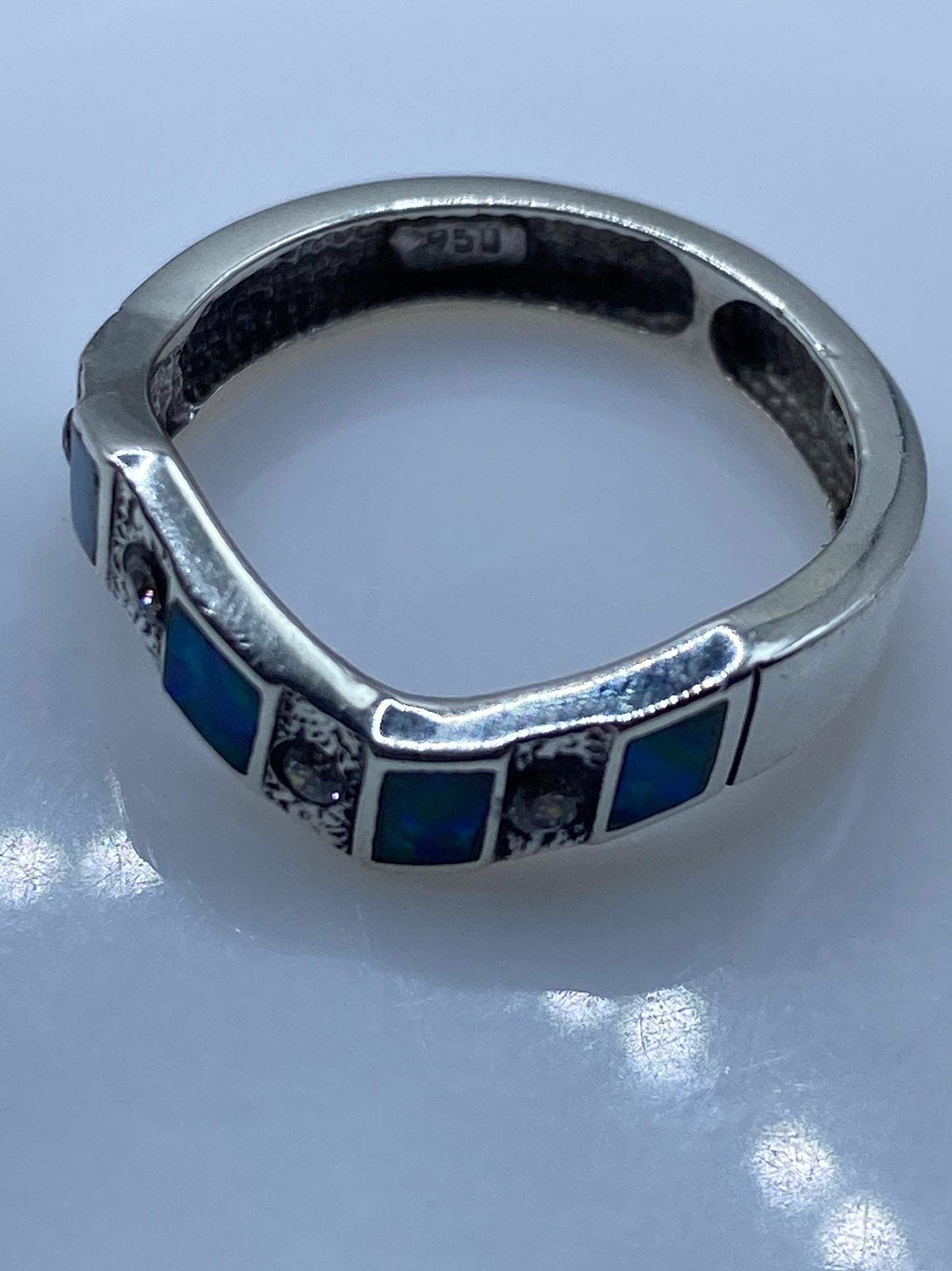 Anillo Plata Ópalo de Fuego Azul Cielo — Joya Única Taxco — foto 5