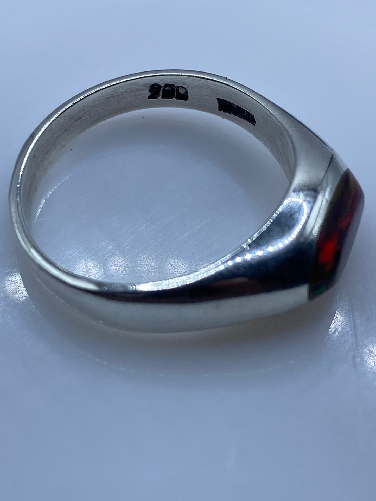 Anillo Ópal de Fuego Multicolor Plata .950 — Joya Única Taxco — foto 5