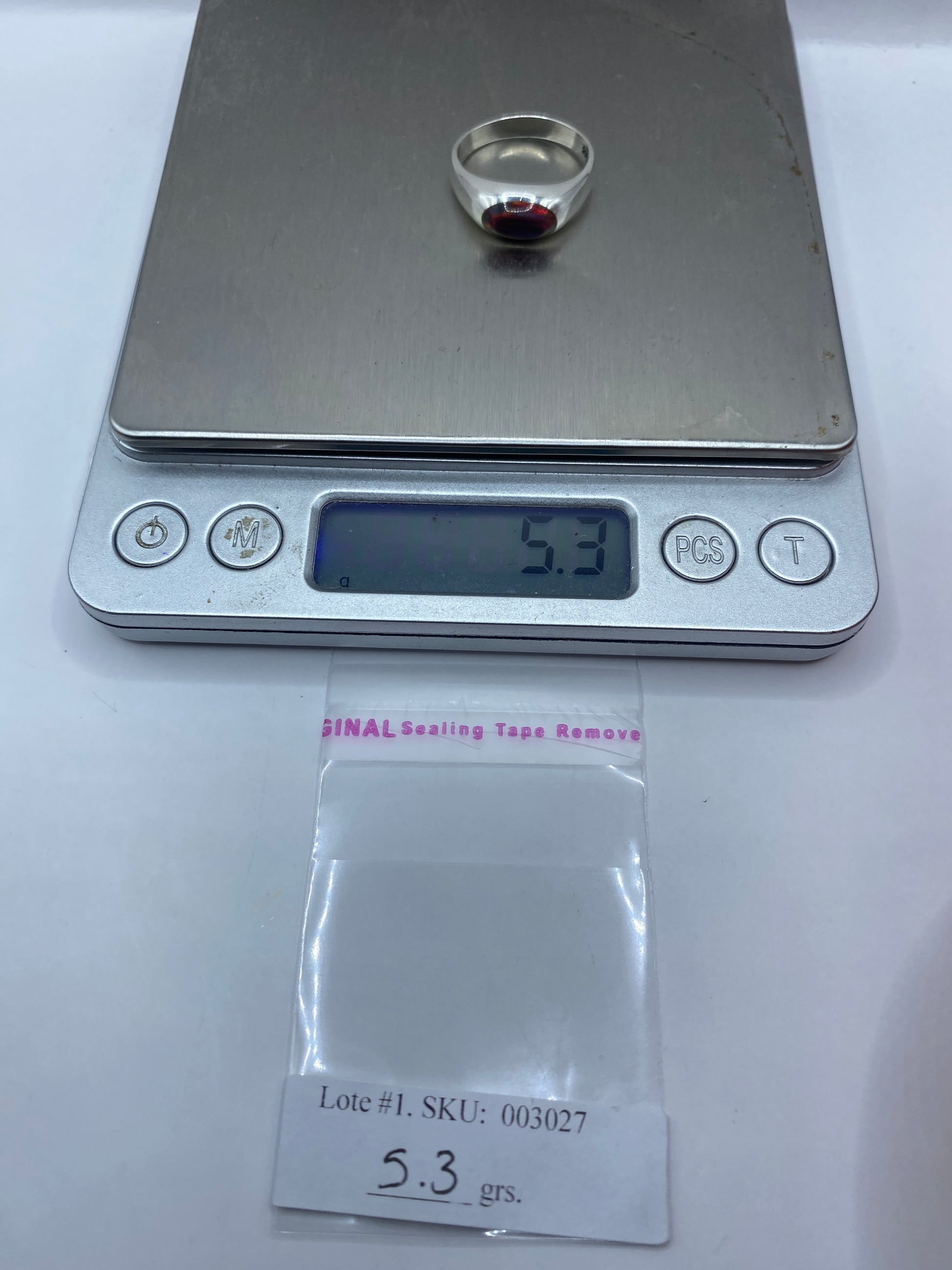 Anillo Ópal de Fuego Multicolor Plata .950 — Joya Única Taxco — foto 6