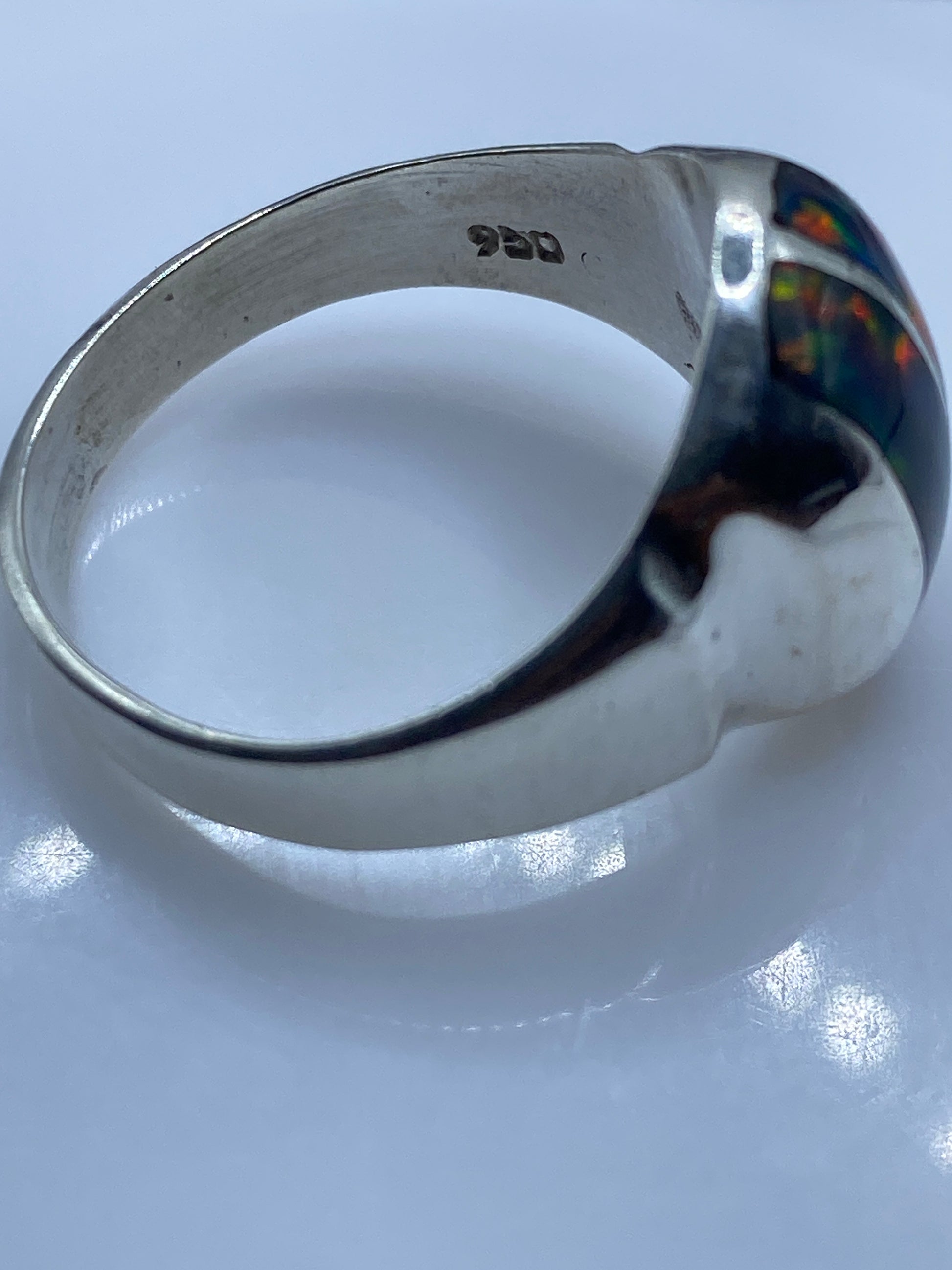 Anillo Ópalo de Fuego Plata .950 — Escultural Unisex — foto 5