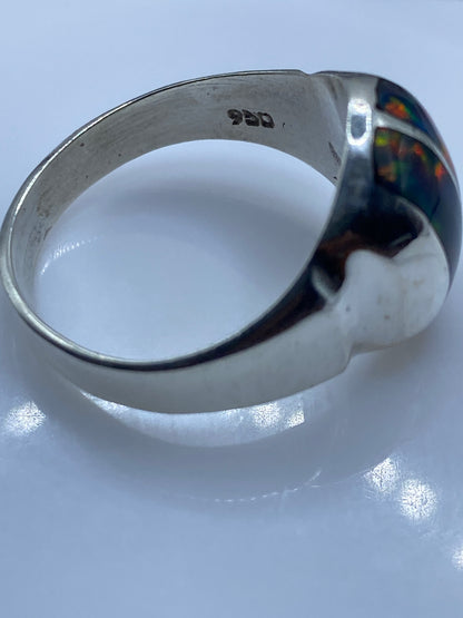 Anillo Ópalo de Fuego Plata .950 — Escultural Unisex — foto 5