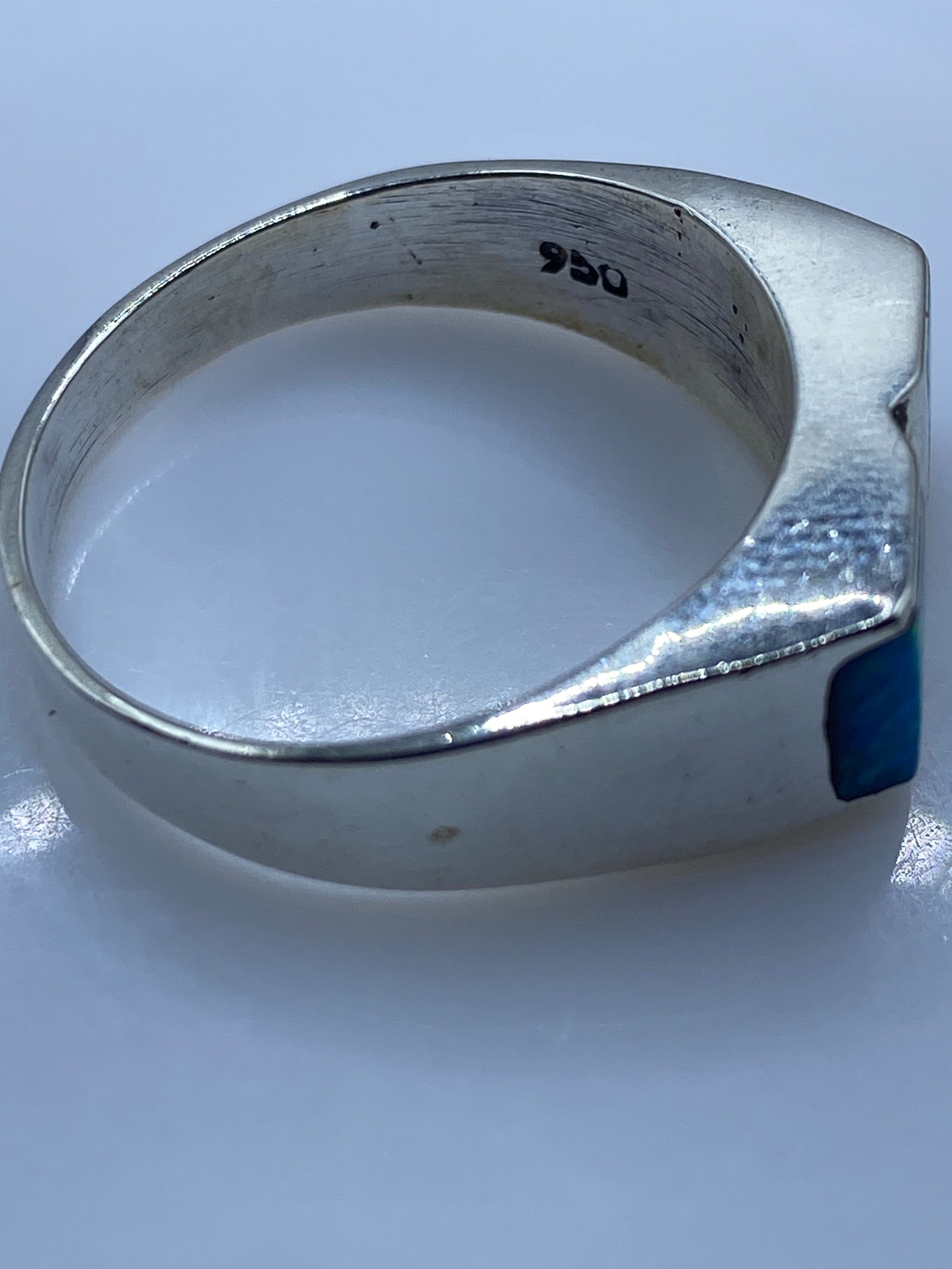 Anillo de Plata Ópalo de Fuego Azul — Masculino Taxco — foto 5