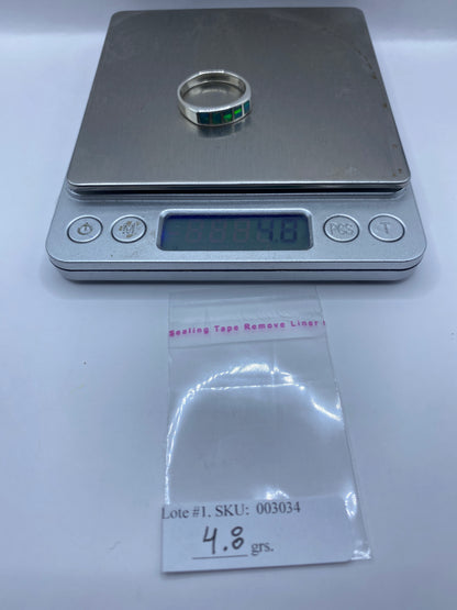 Anillo de Plata .950 Ópalo Fuego Azul Cielo — Banda Sólida — foto 6