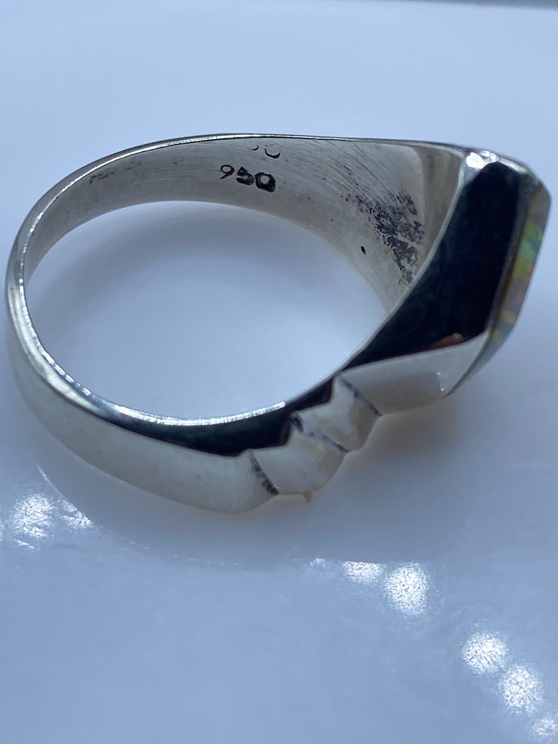 Anillo de Plata Ópalo de Fuego — Diseño Geométrico Moderno — foto 5