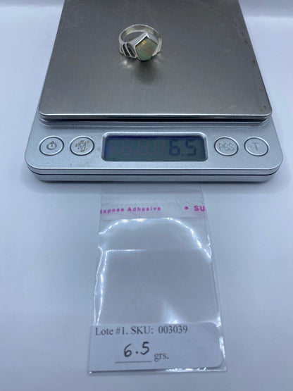 Anillo de Plata Ópalo de Fuego — Diseño Geométrico Moderno — foto 6