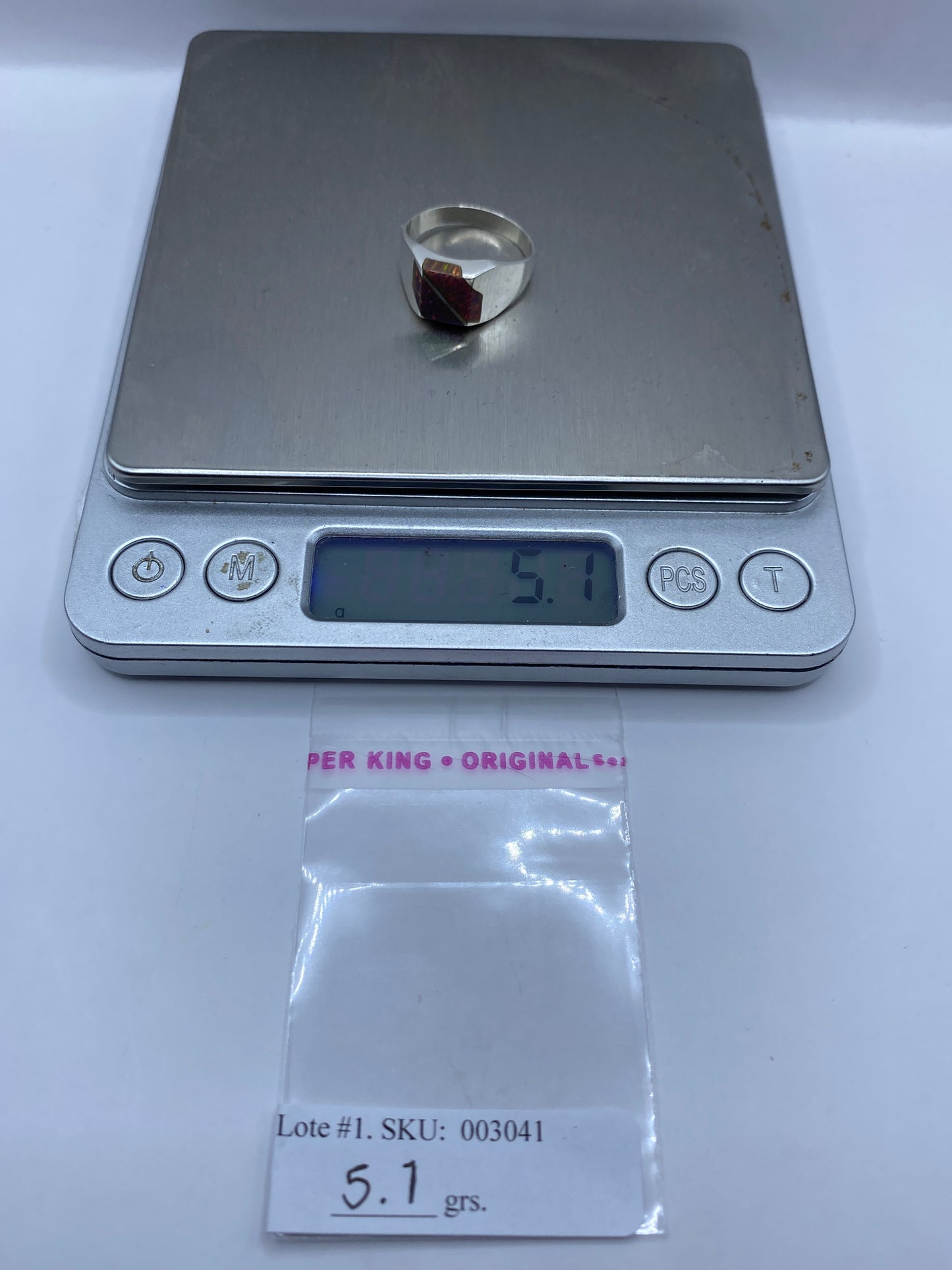 Anillo de Plata Ópalo de Fuego Multicolor — Geométrico Moderno — foto 6