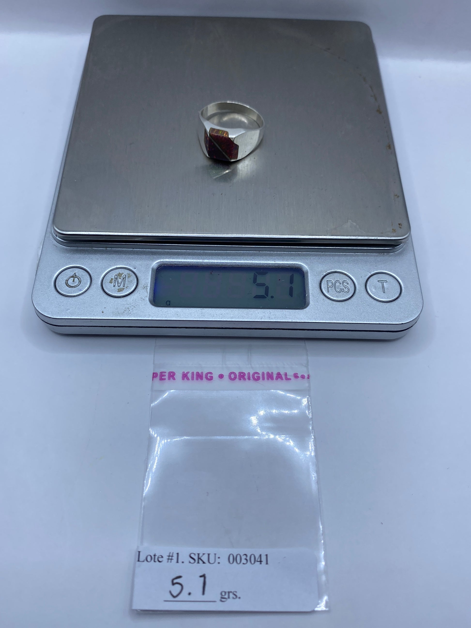 Anillo de Plata Ópalo de Fuego Multicolor — Geométrico Moderno — foto 6