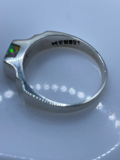 Anillo Plata Ópalo de Fuego Iridiscente — Bandas Taxco .925 — foto 5