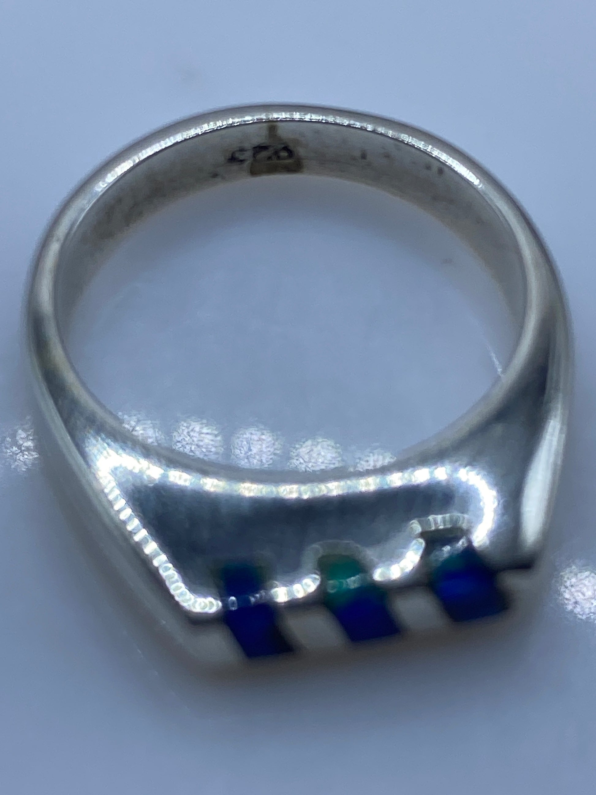 Anillo de Plata Opalo de Fuego Azul — Talla 5 Unisex — foto 5