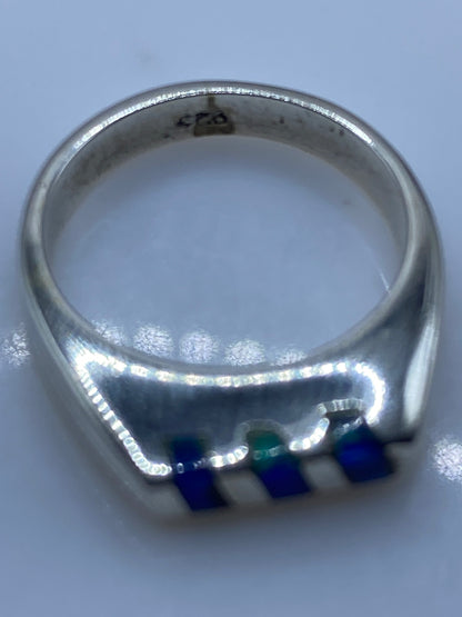 Anillo de Plata Opalo de Fuego Azul — Talla 5 Unisex — foto 5