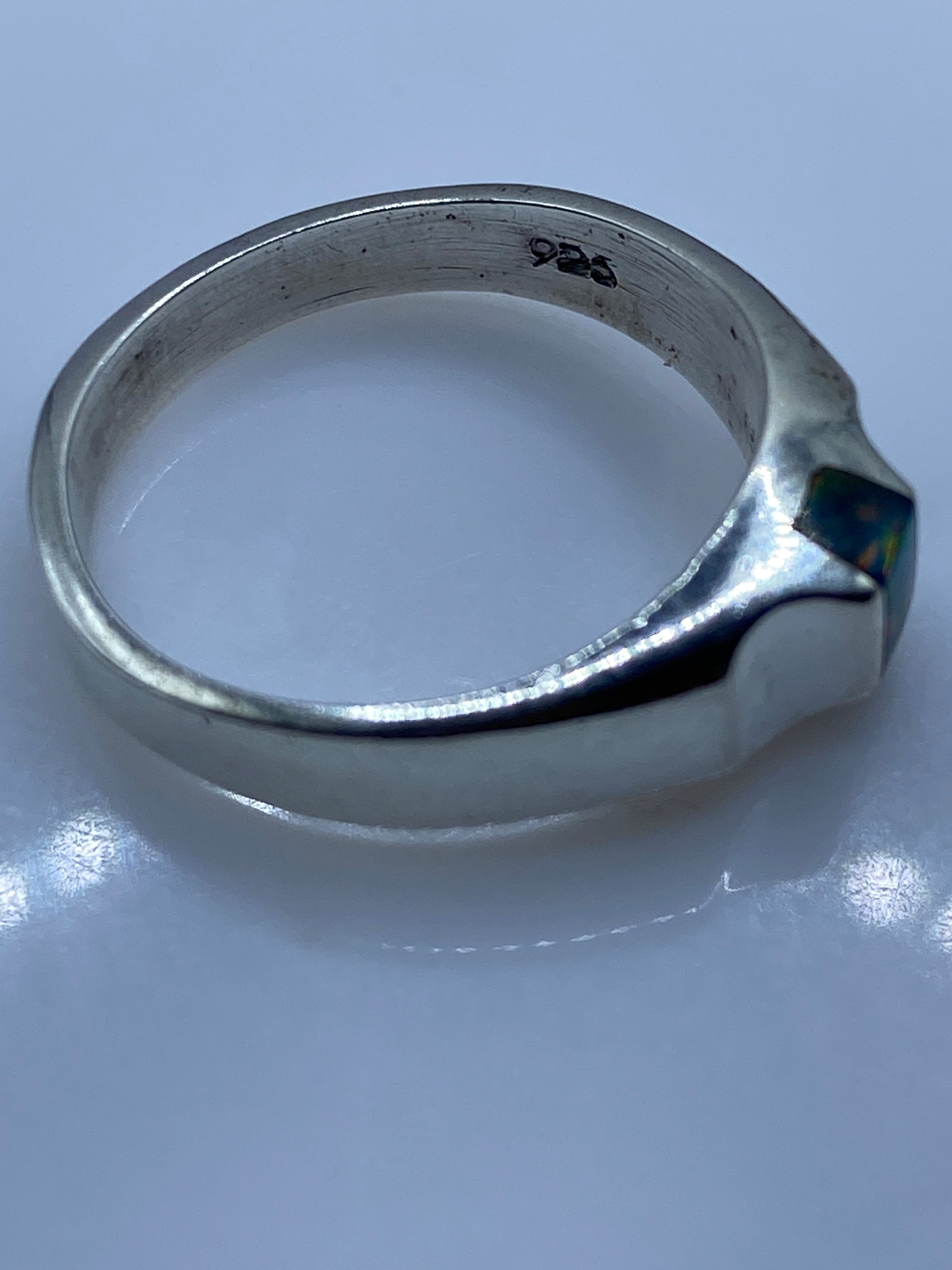 Anillo de Plata Ópalo de Fuego Azul — Solitario Unisex — foto 5