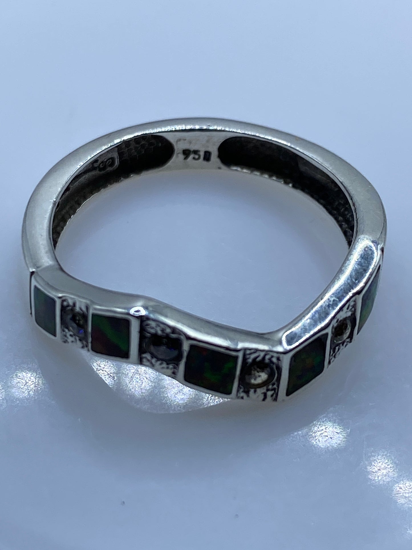 Anillo de Plata 950 Ópalo de Fuego Multicolor — Joya Única — foto 5