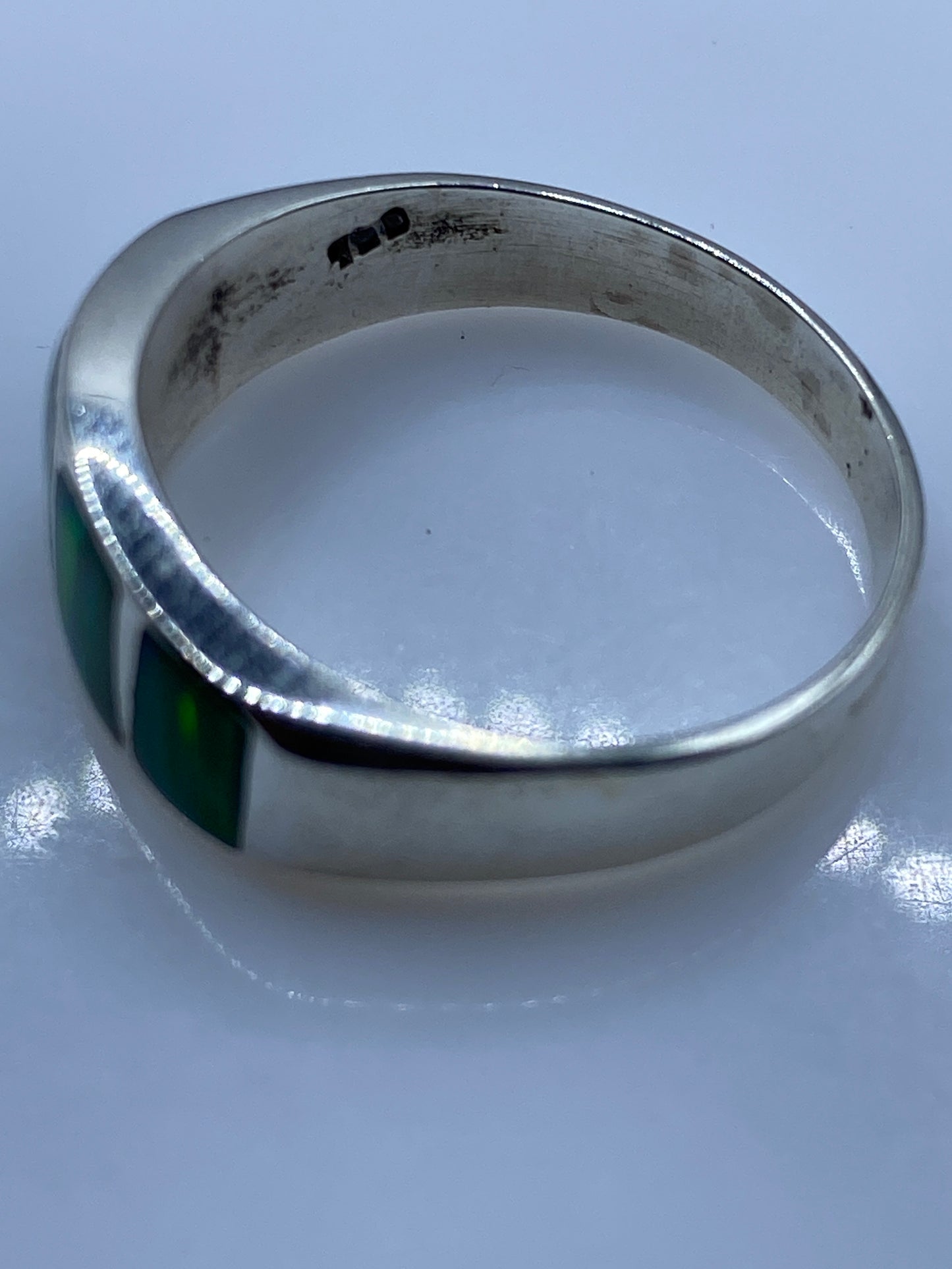 Anillo Ópalo de Fuego Verde — Plata .950 Taxco — foto 5