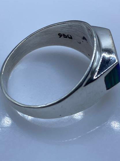 Anillo de Plata .950 Ópalo de Fuego Azul — Solitario Unisex — foto 5
