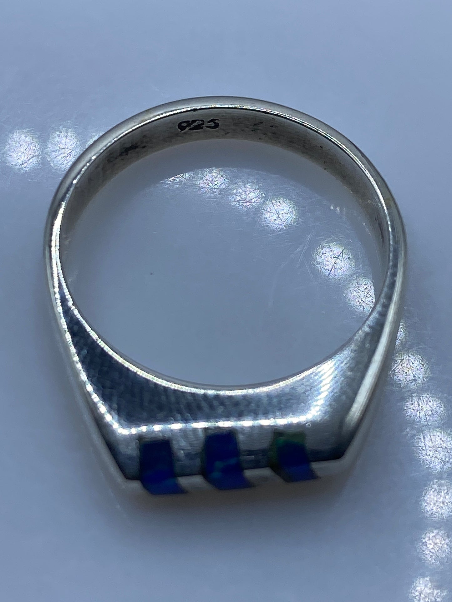 Anillo de Plata Ópalo de Fuego Azul — Diseño Moderno Unisex — foto 5