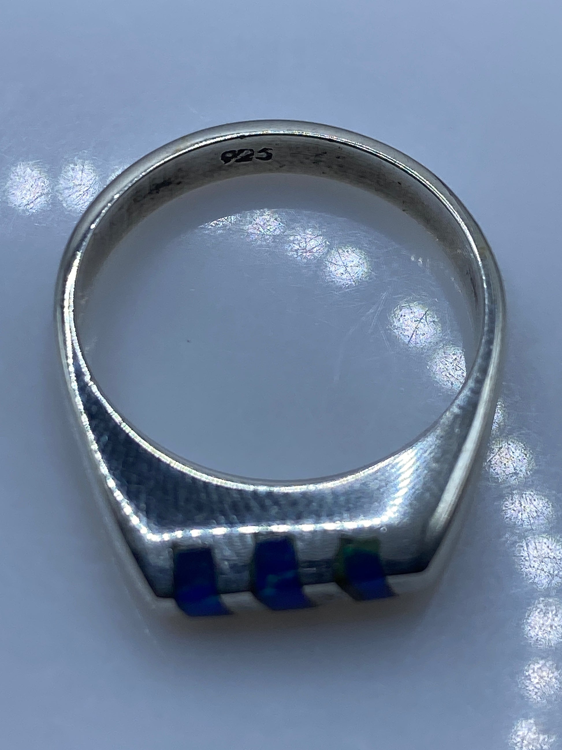 Anillo de Plata Ópalo de Fuego Azul — Diseño Moderno Unisex — foto 5