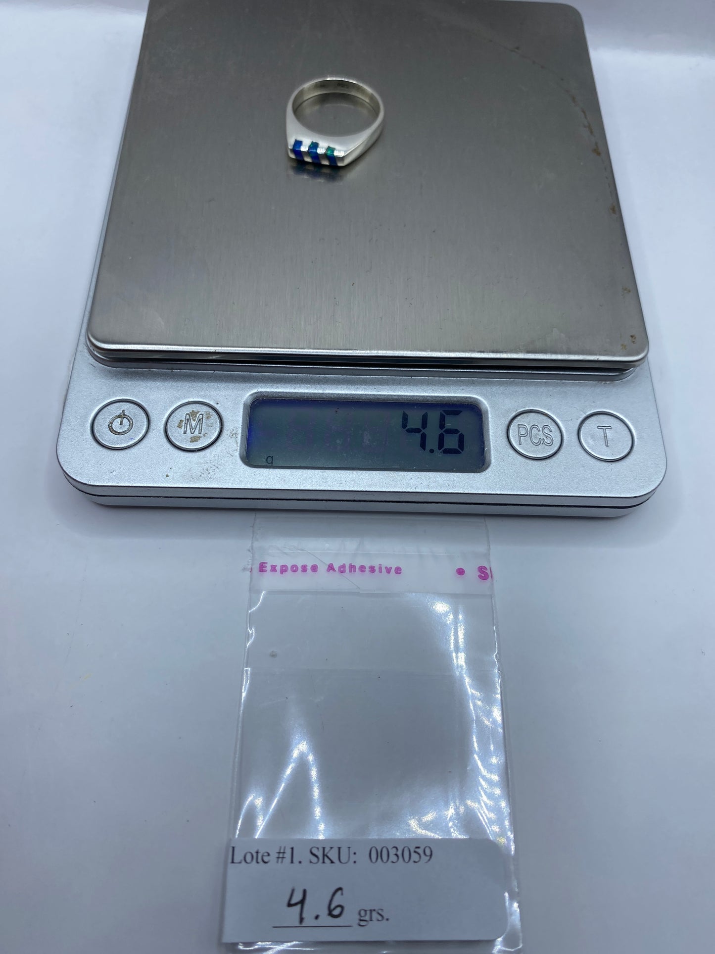 Anillo de Plata Ópalo de Fuego Azul — Diseño Moderno Unisex — foto 6