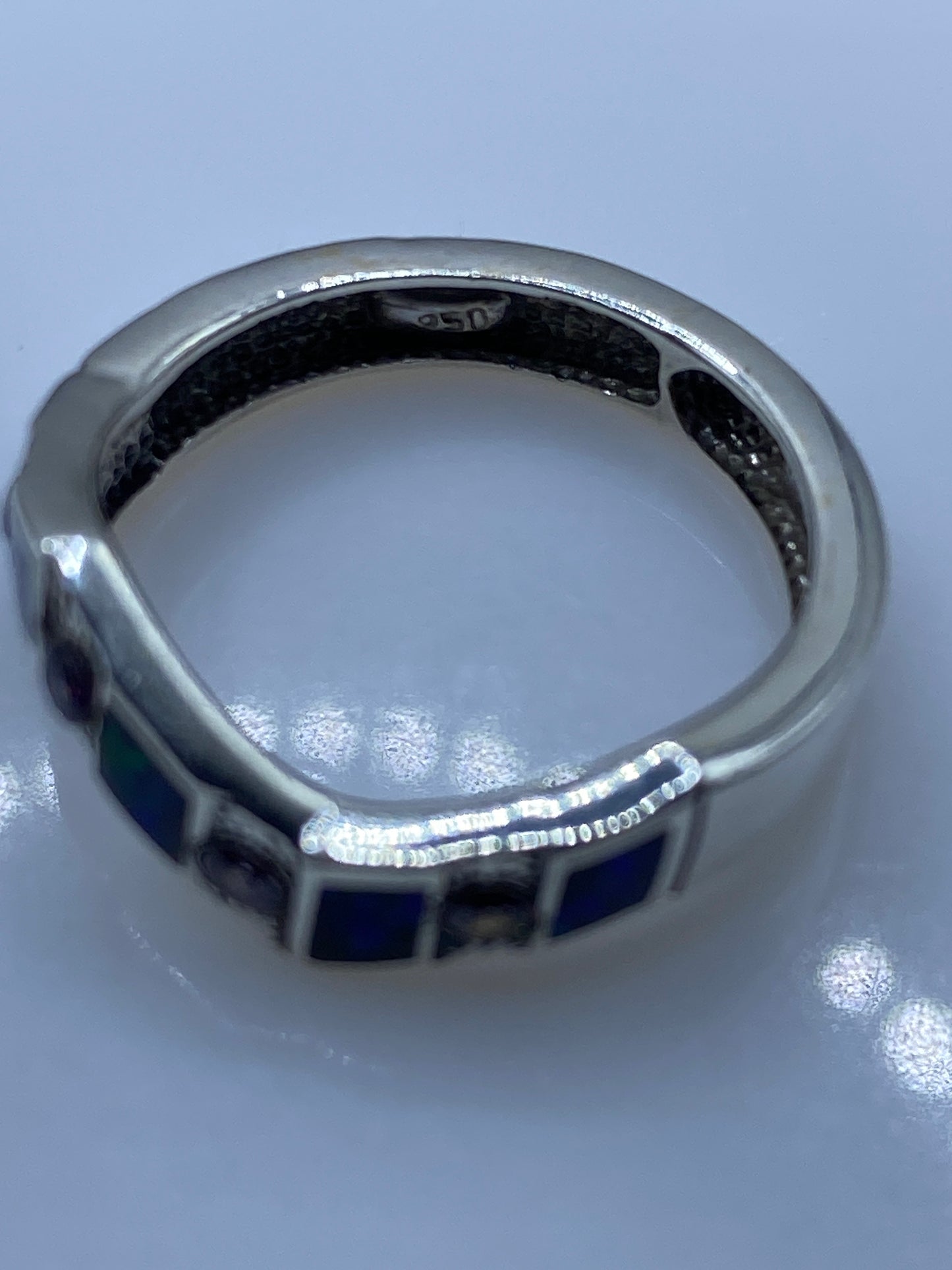 Anillo de Plata Ópalo de Fuego Azul — Geométrico Moderno — foto 5