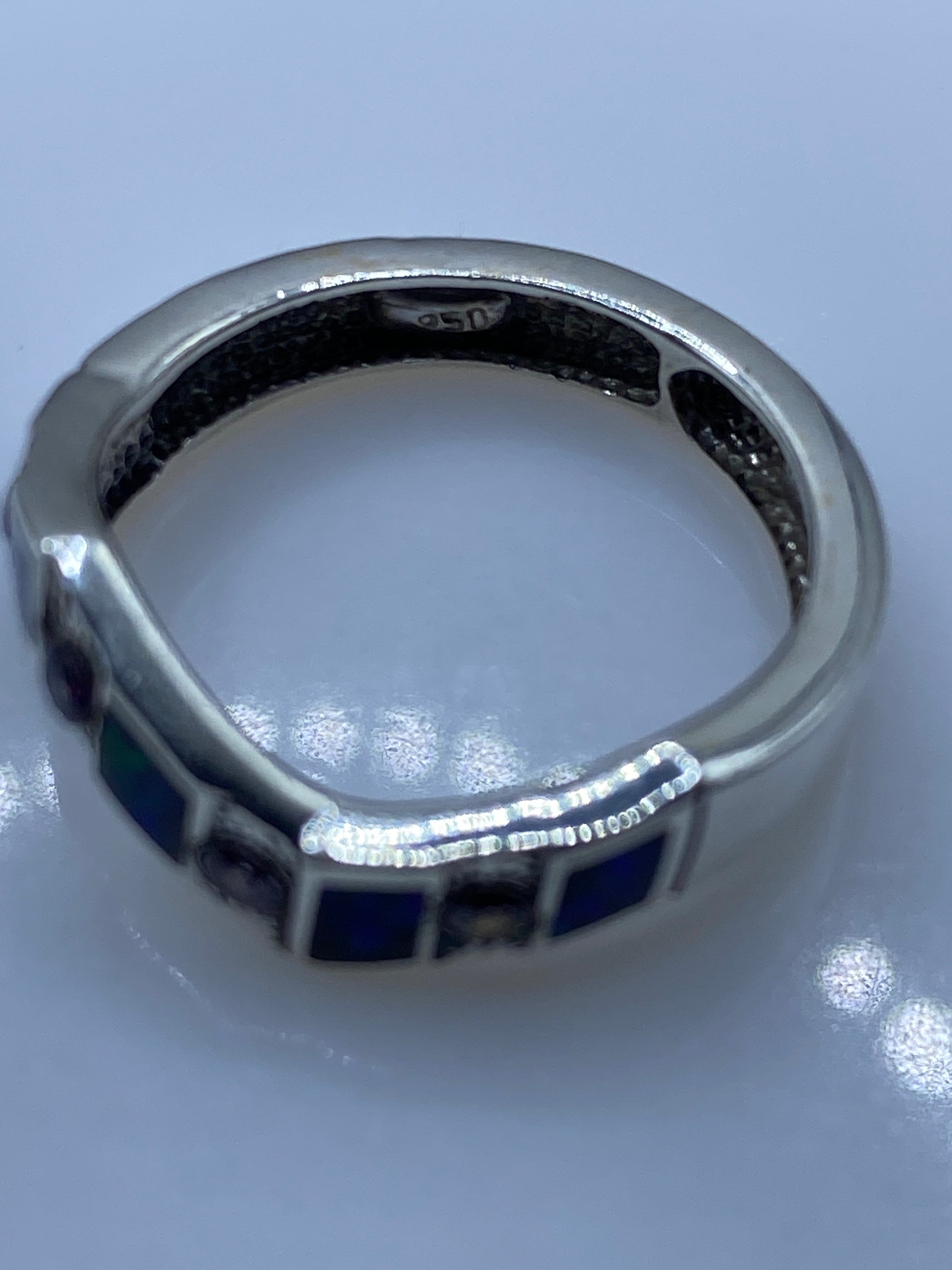 Anillo de Plata Ópalo de Fuego Azul — Geométrico Moderno — foto 5