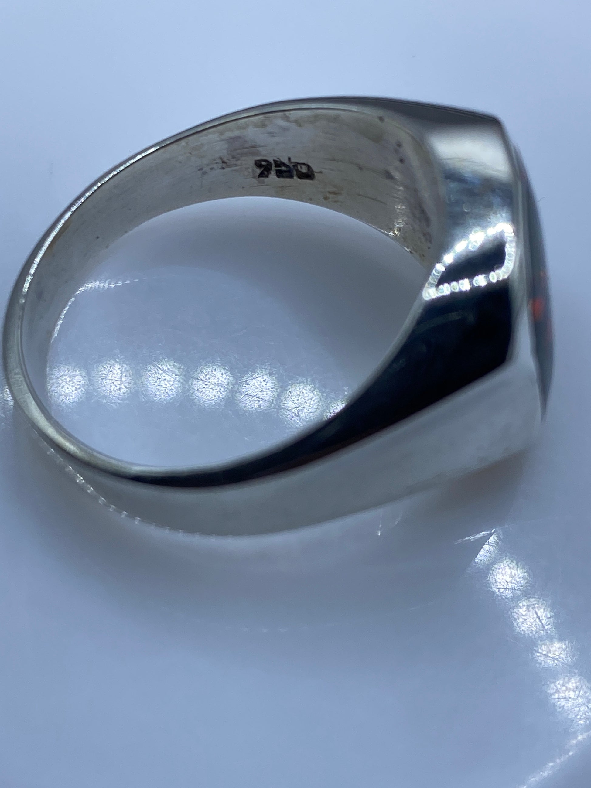 Anillo Ópalo de Fuego Plata .950 — Banda Ancha Unisex — foto 5