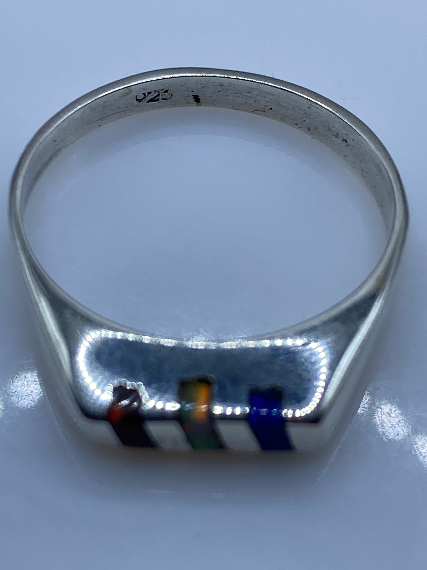 Anillo de Plata Ópalo de Fuego Multicolor — Diseño Moderno — foto 5