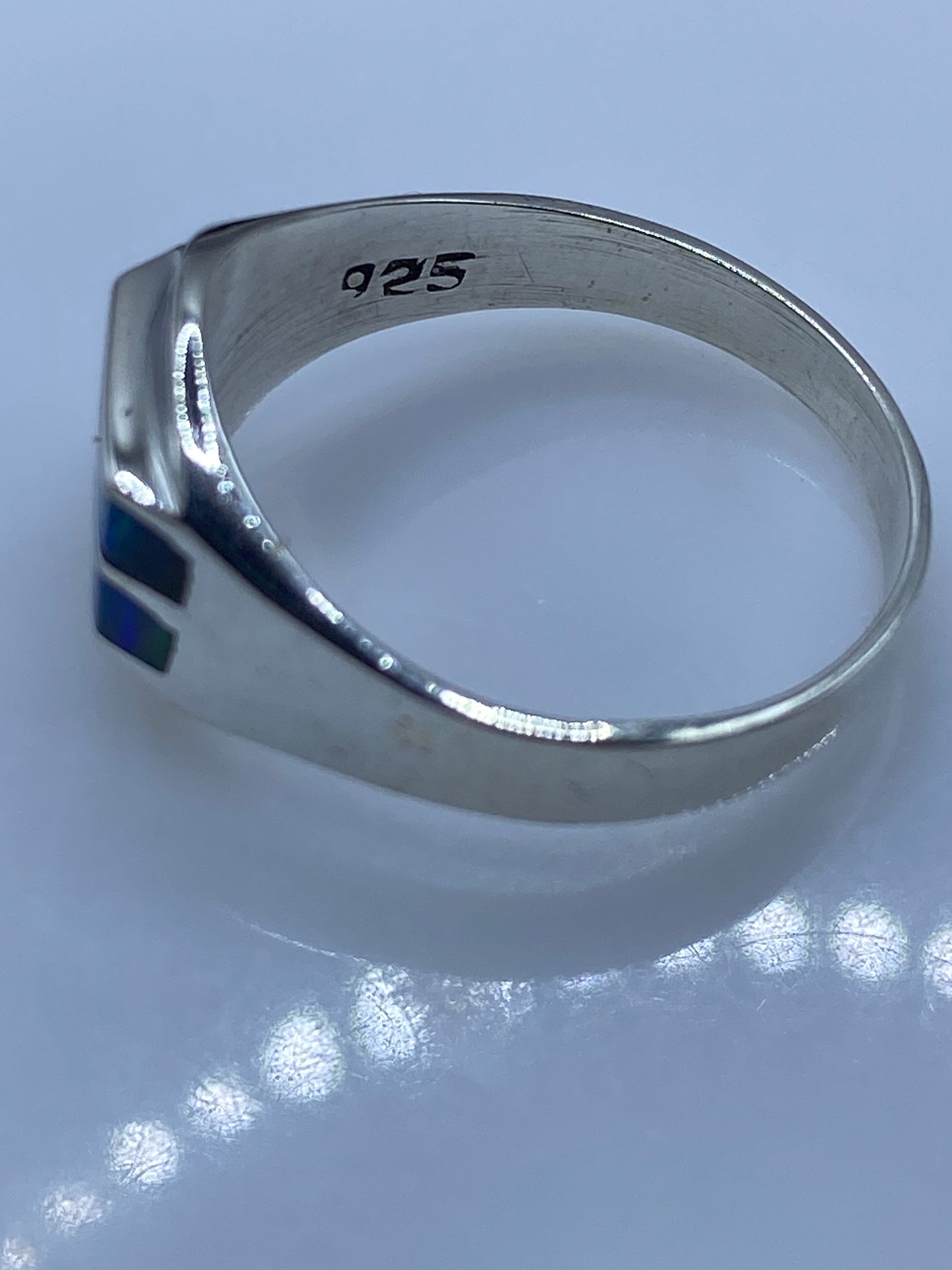 Anillo de Plata Ópalo de Fuego Azul Cielo — Diseño Elegante — foto 5