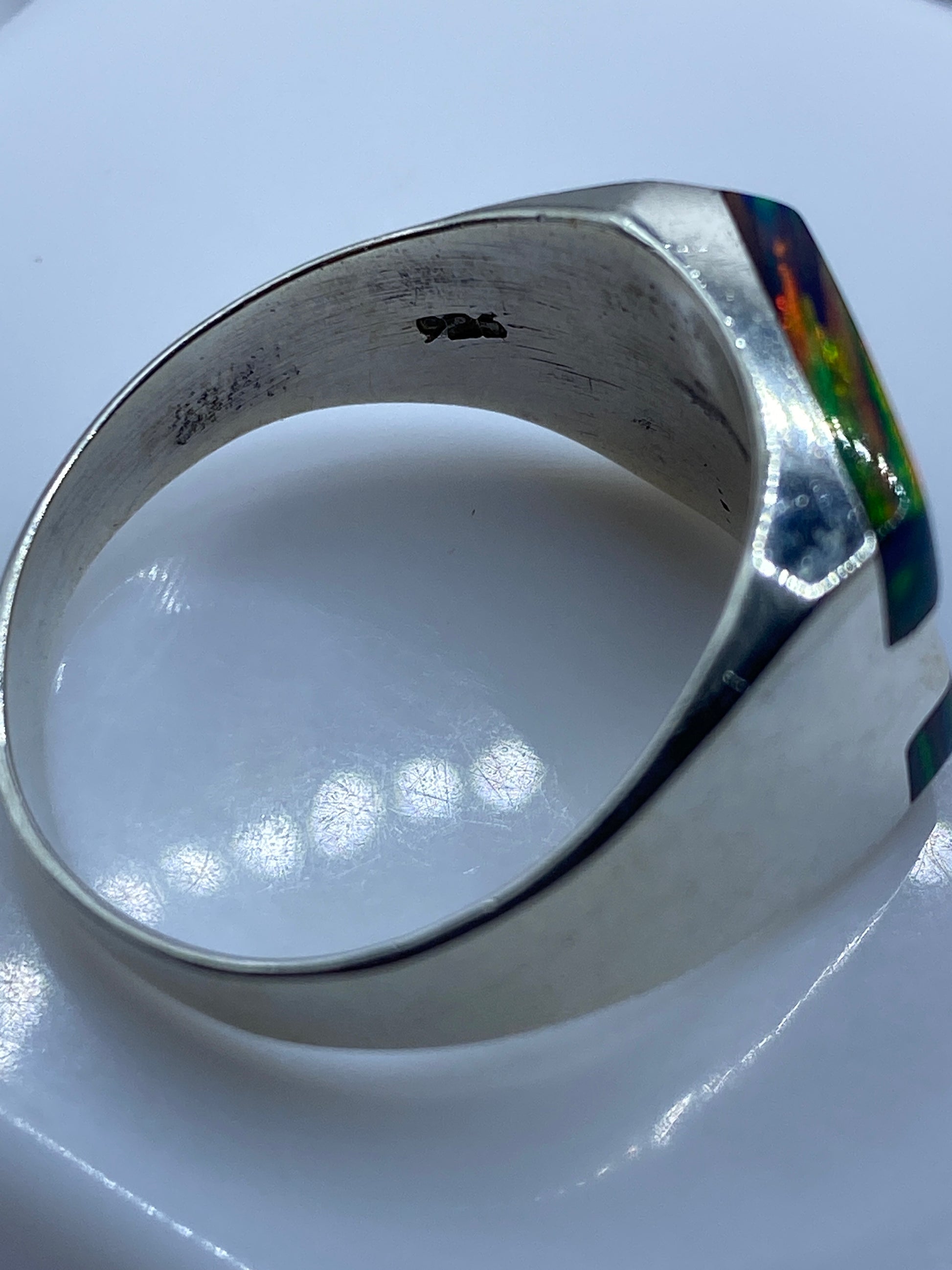 Anillo Ópalo de Fuego Plata .925 — Diseño Geométrico Moderno — foto 5