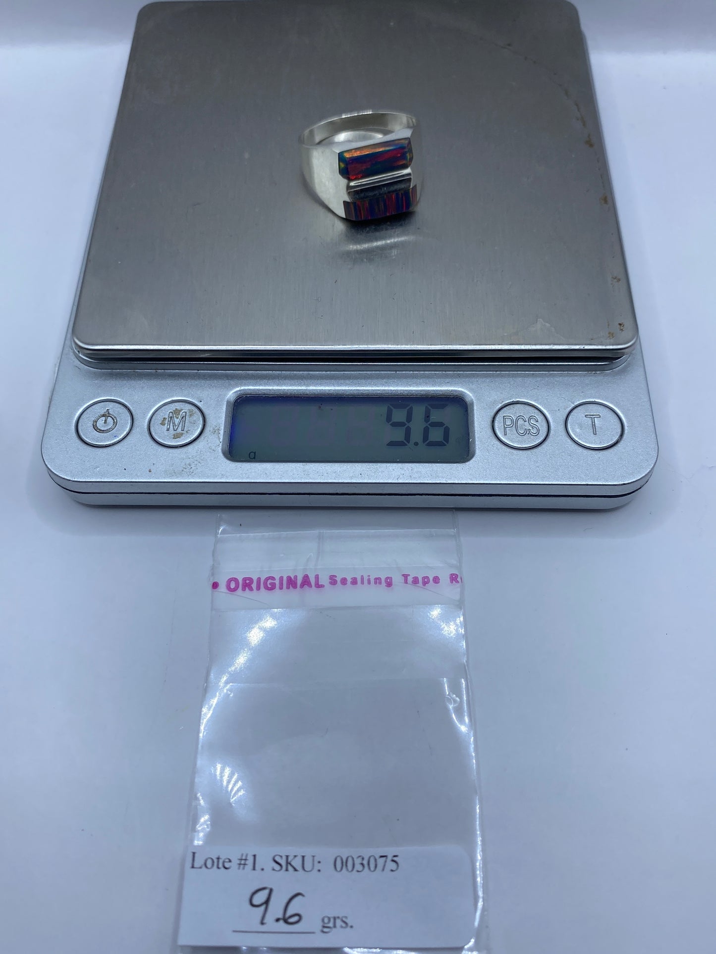 Anillo Ópalo de Fuego Plata .925 — Diseño Geométrico Moderno — foto 6