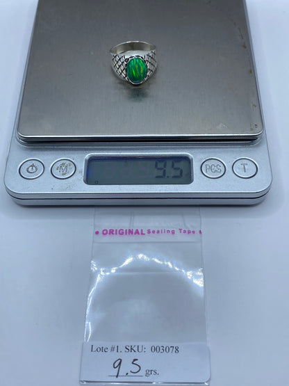 Anillo de Plata .950 Ópalo de Fuego Verde — Hombre Masivo — foto 6