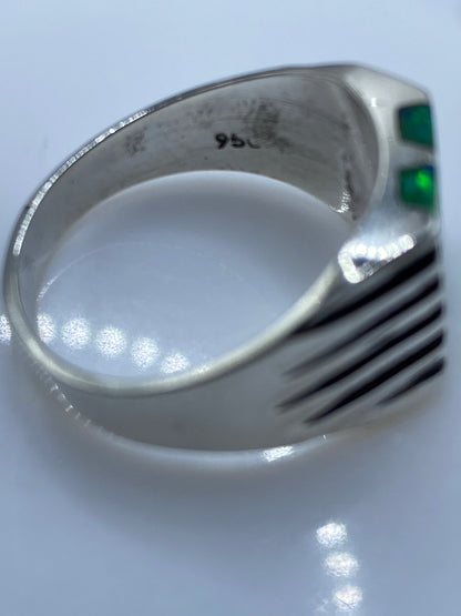 Anillo de Plata .950 Ópalo de Fuego Verde — Hombre — foto 5