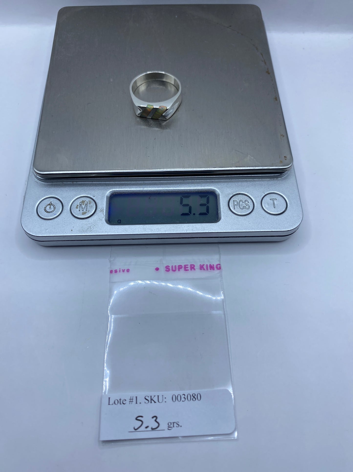 Anillo de Plata Ópalo de Fuego Geométrico Unisex — foto 5