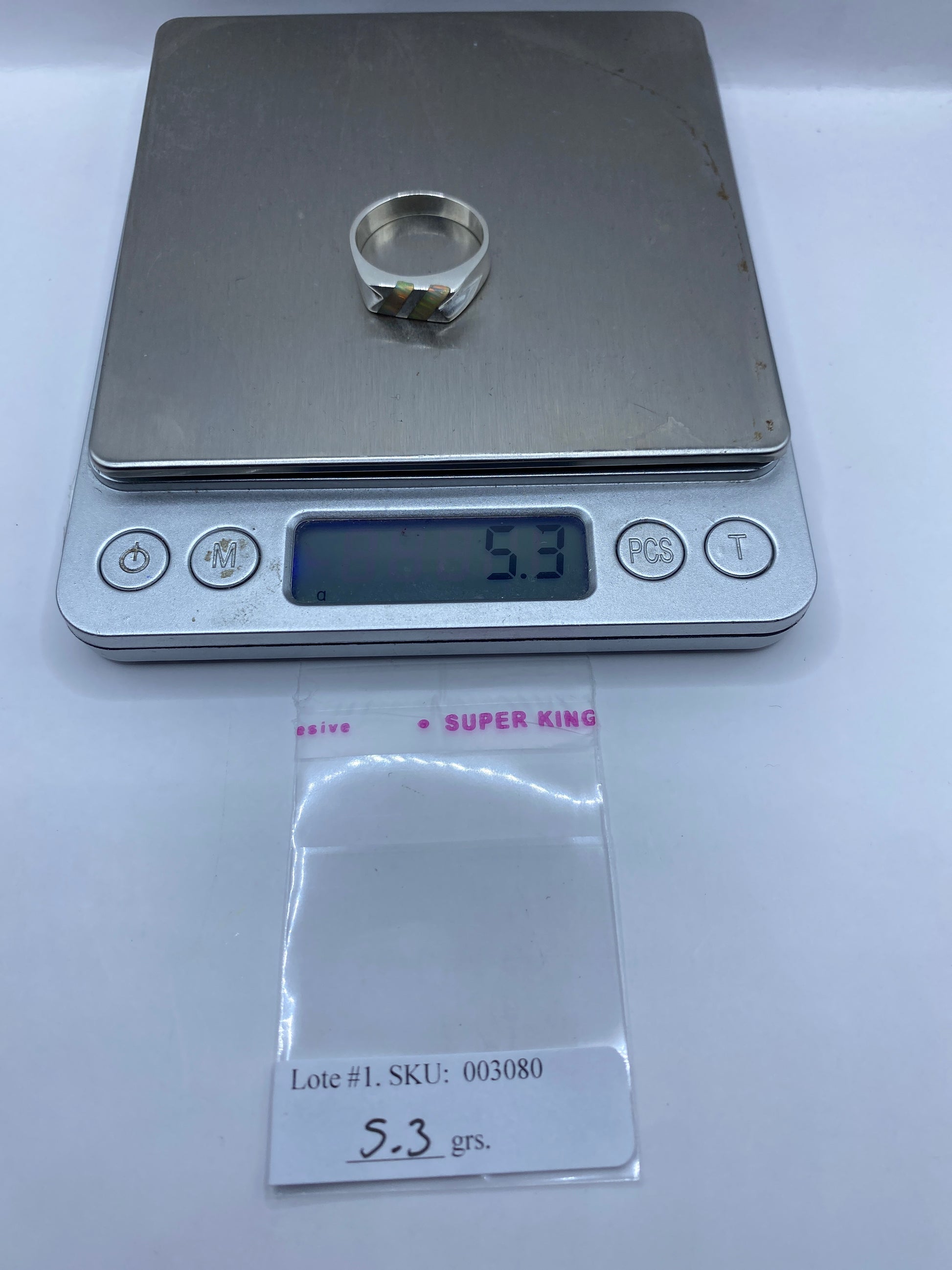 Anillo de Plata Ópalo de Fuego Geométrico Unisex — foto 5