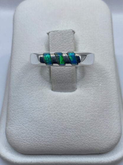 Anillo de Plata con Ópalo de Fuego Azul Cielo — foto 1