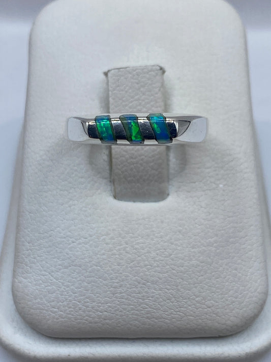 Anillo de Plata con Ópalo de Fuego Azul Cielo — foto 1