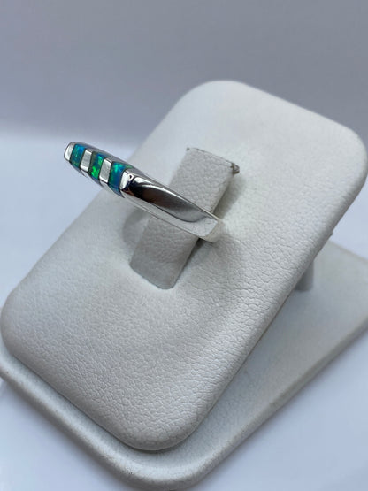 Anillo de Plata con Ópalo de Fuego Azul Cielo — foto 2