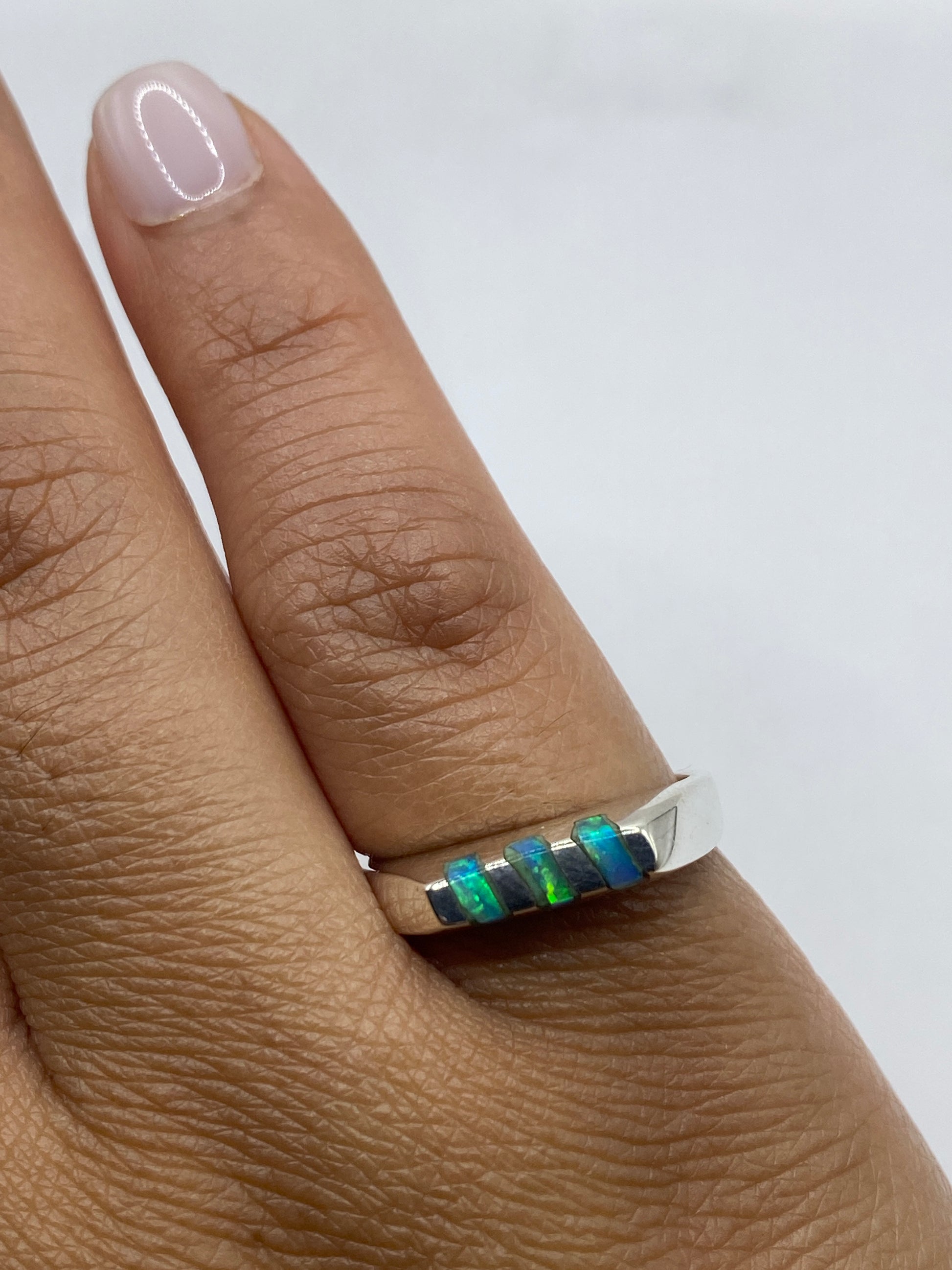 Anillo de Plata con Ópalo de Fuego Azul Cielo — foto 4