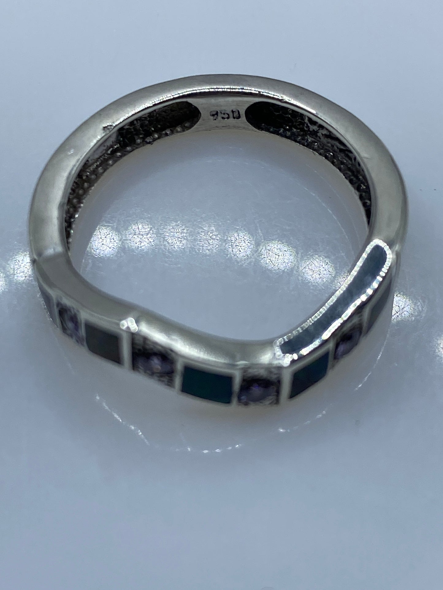 Anillo de Plata .950 Ópalo de Fuego Multicolor — Diseño Geométrico — foto 5