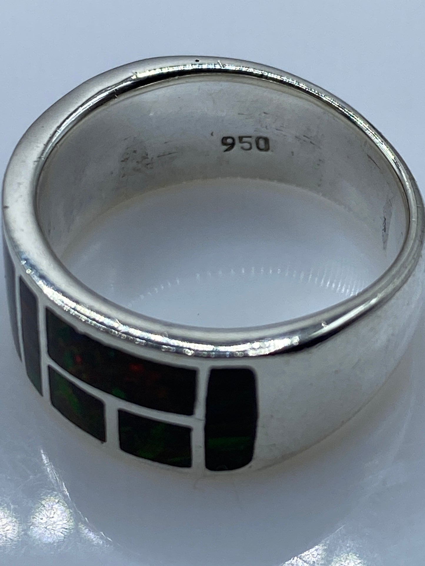 Anillo de Plata .950 con Ópalo de Fuego Multicolor — Unisex Taxco — foto 5