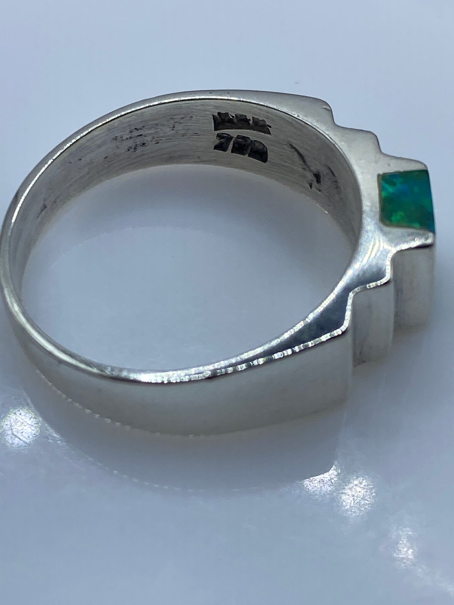 Anillo Solitario Ópalo de Fuego Verde — Plata .950 — foto 5