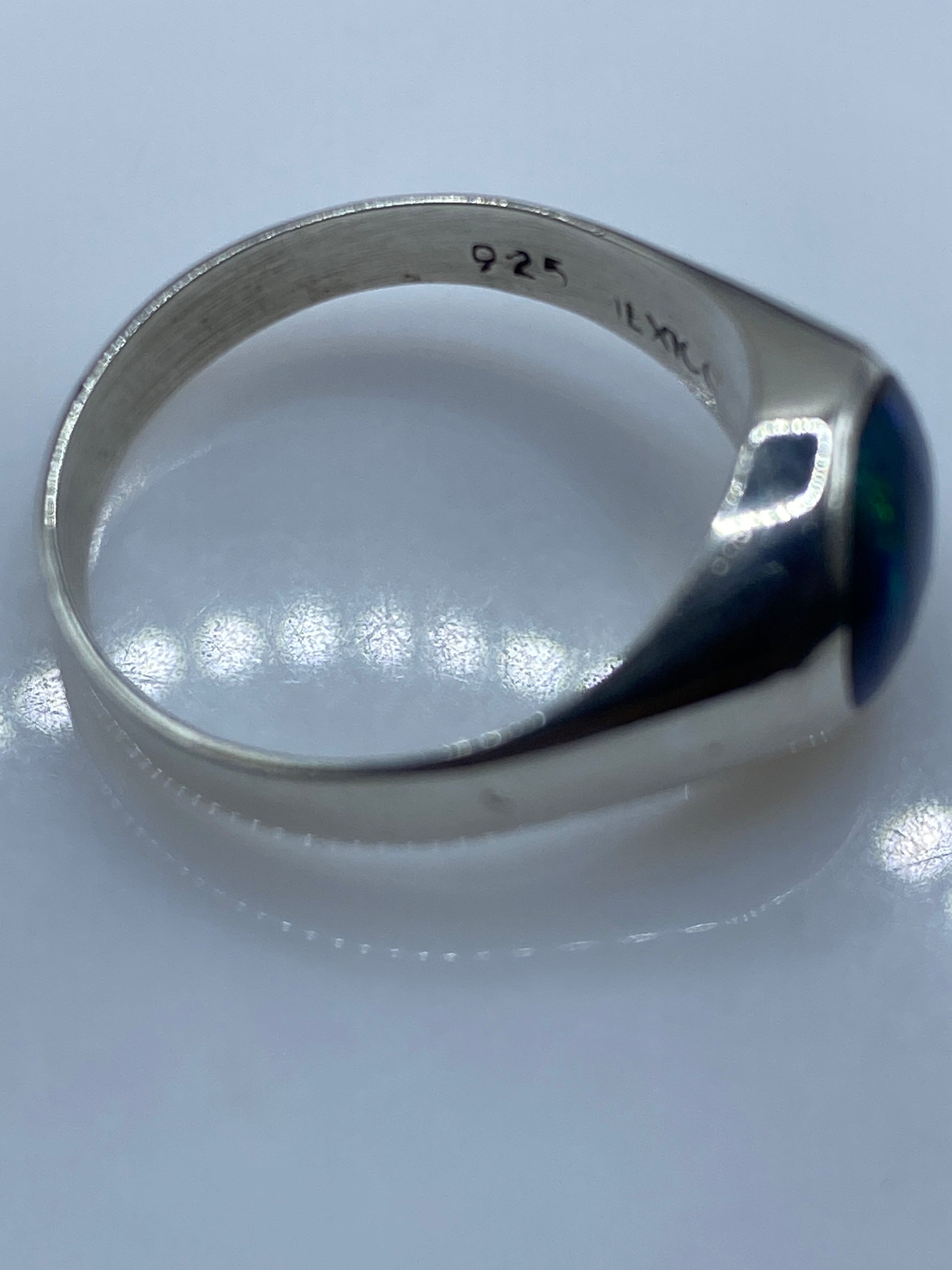 Anillo de Plata Ópalo de Fuego Azul — Solitario Minimalista — foto 5