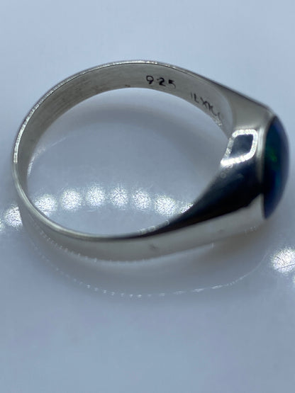 Anillo de Plata Ópalo de Fuego Azul — Solitario Minimalista — foto 5