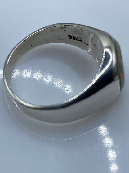 Anillo de Plata .950 Ópalo de Fuego — Solitario Arquitectónico — foto 5