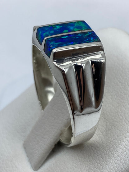 Perfil lateral del anillo de plata .925 con banda ancha pulida