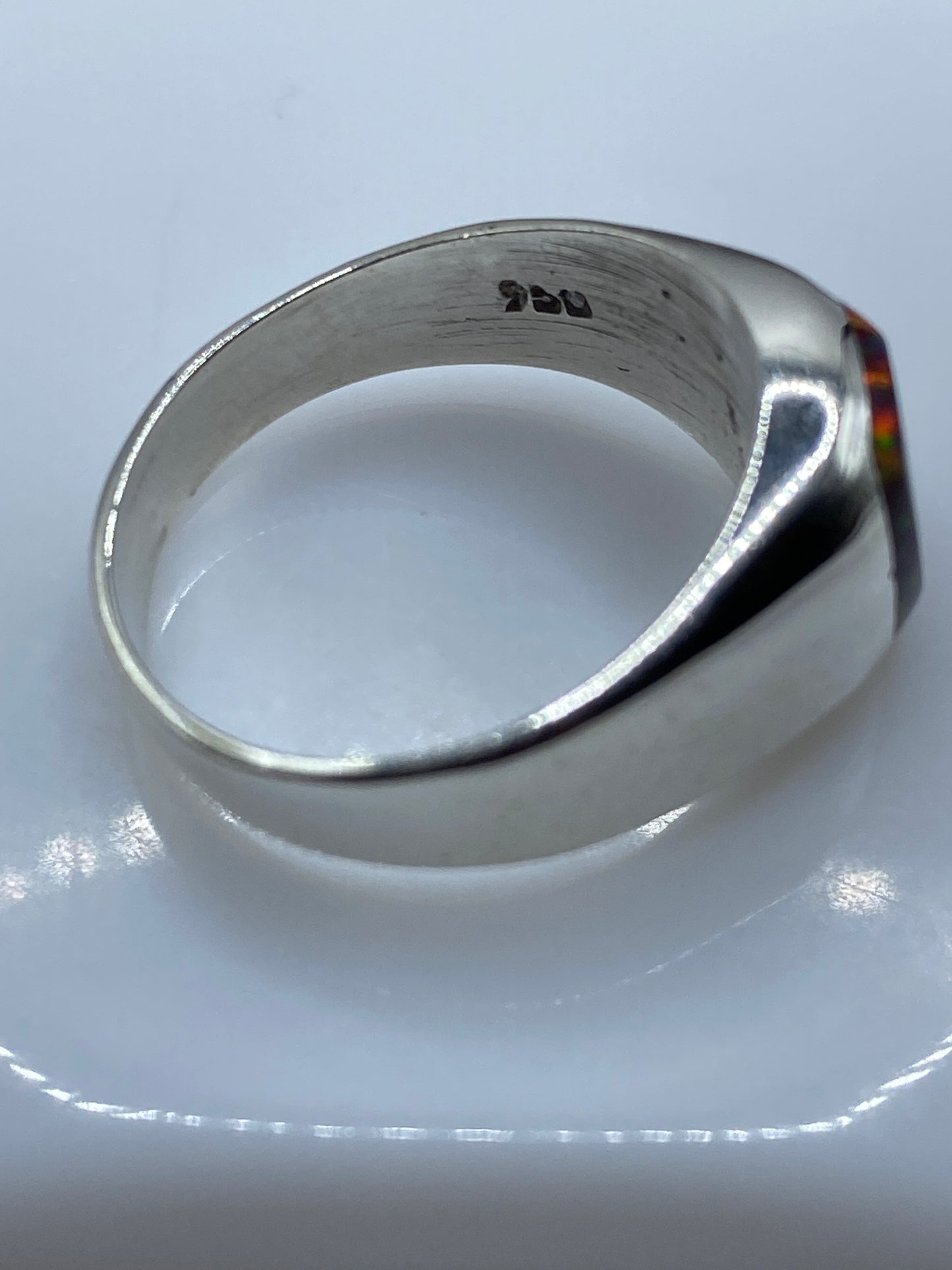 Anillo de Plata Ópalo de Fuego Multicolor — Unisex Arquitectónico — foto 5