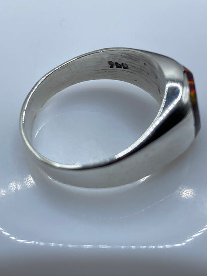 Anillo de Plata Ópalo de Fuego Multicolor — Unisex Arquitectónico — foto 5