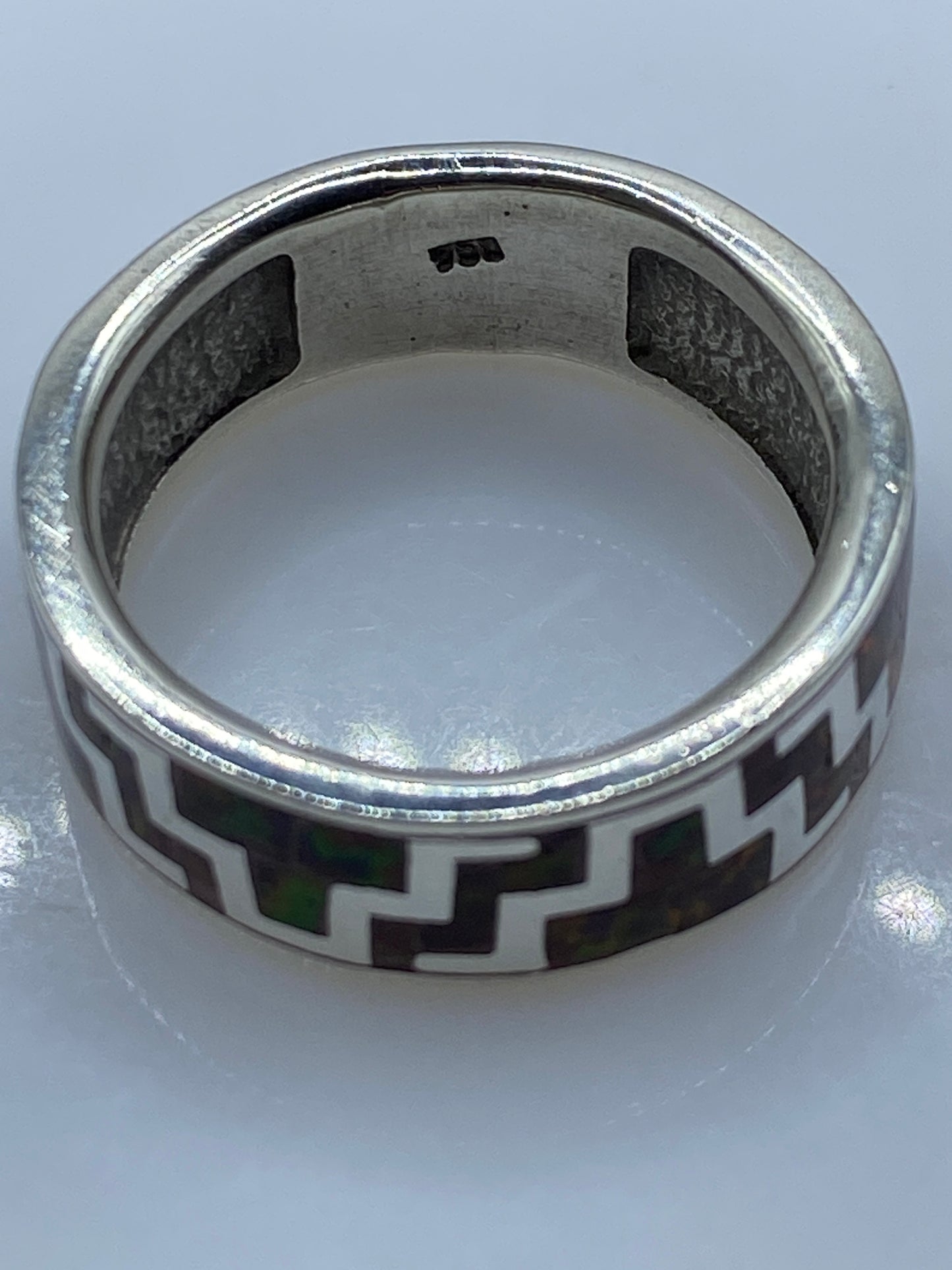 Anillo Ópalo de Fuego Geométrico Prehispánico — Plata .950 Taxco — foto 5